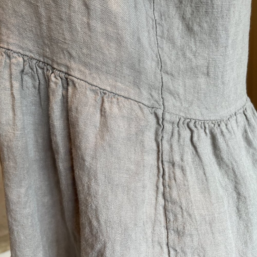 Francesca Bettini Women's 100% Linen Midi Dress Size M Gray Tiered Design Boho - Picture 11 of 13